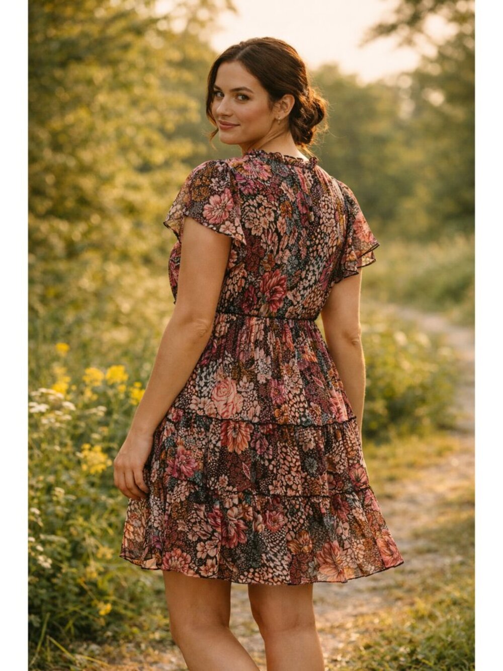 LyreBird Ruffle-Sleeve Dress - Picture 2 of 8